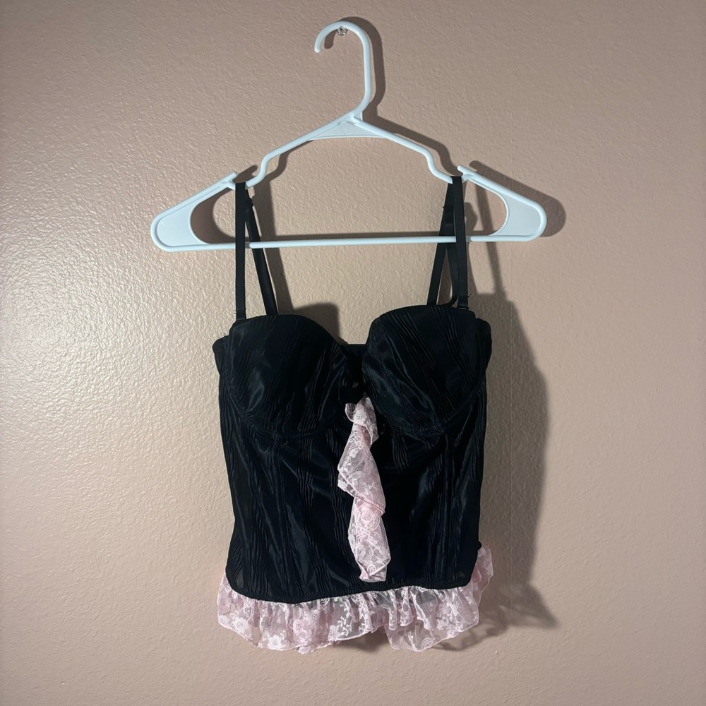 Morbid threads black with pink lace corset